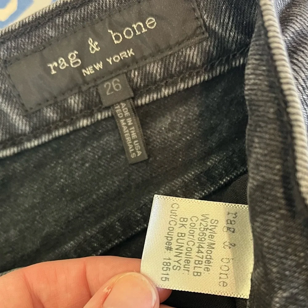 Rag & Bone Ankle Cigarette Jean in Black BK Bunnys Denim Size 26